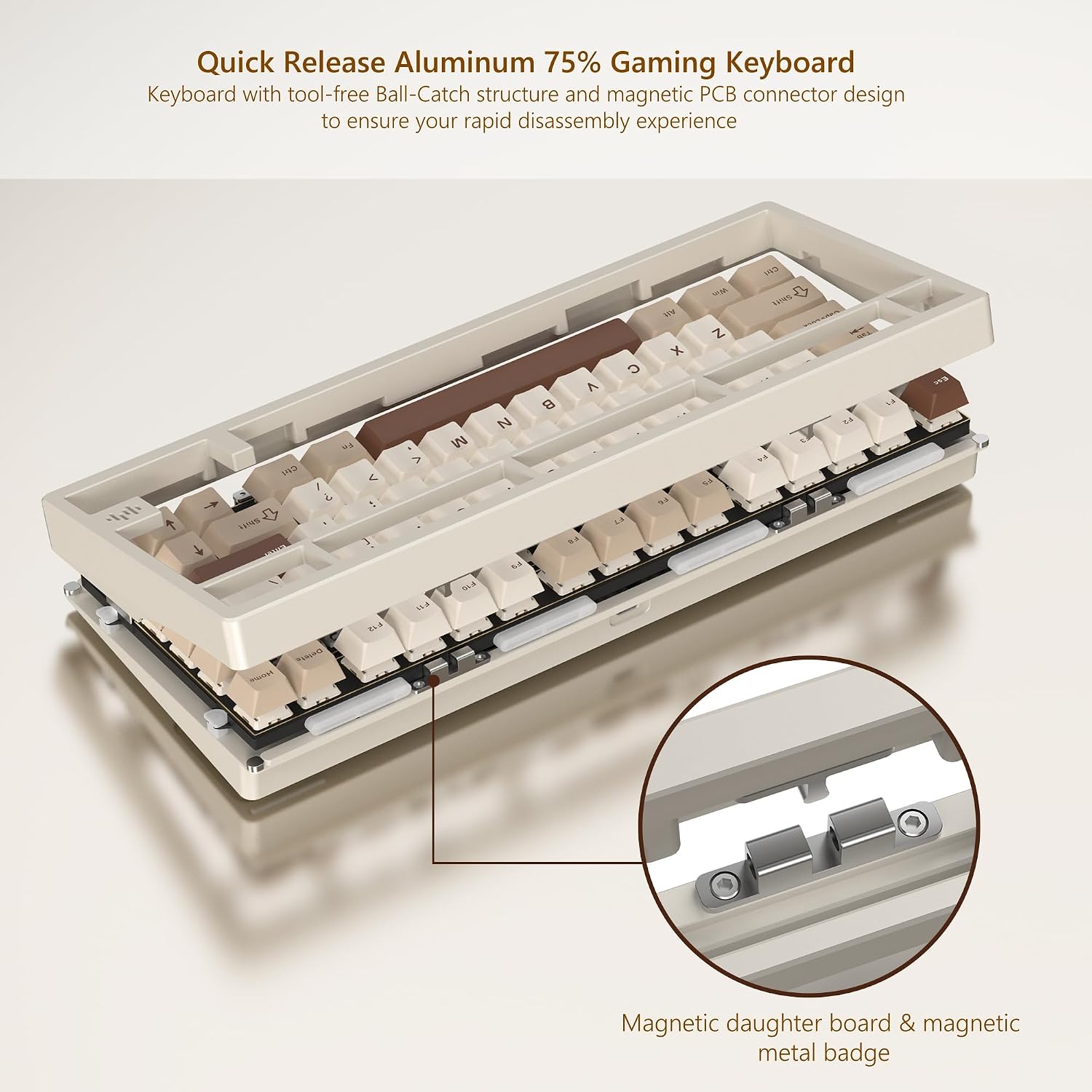 Detalle de Womier RD75Pro 75% Wireless Mechanical Keyboard with CNC Aluminum and QMK/VIA