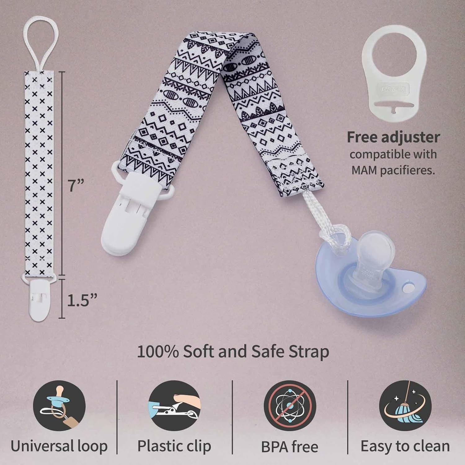 Thumbnail 3 de PUTSKA Dummy Pacifier Clips for Boys and Girls – 4 Pack