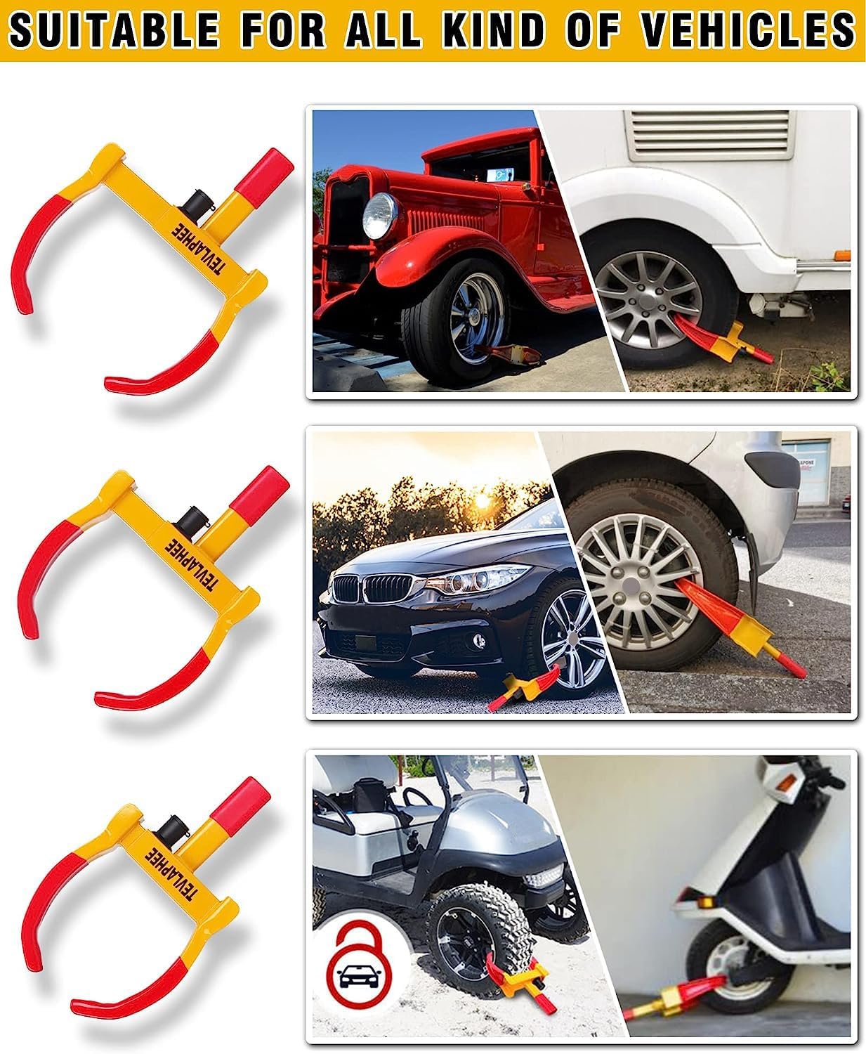Detalle 2 de Tevlaphee Wheel Lock, 7–11-Inch Fit