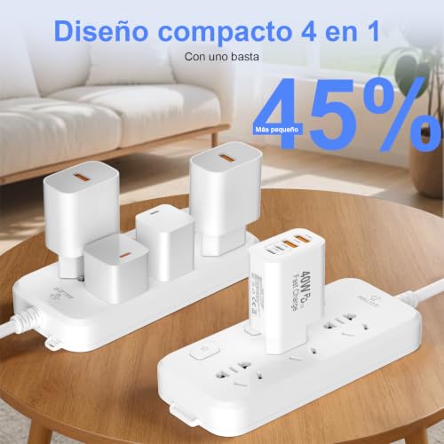 Thumbnail 1 de BSTOEM Cargador USB-C 40W 4 Puertos - 2x USB-C y 2x USB-A (2Pack)
