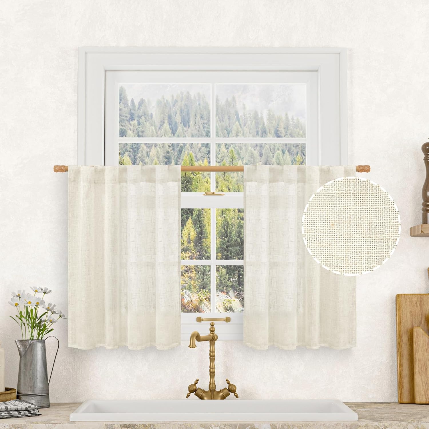 Detalle de LAMIT Kitchen Window Curtains 34 x 36 Inch