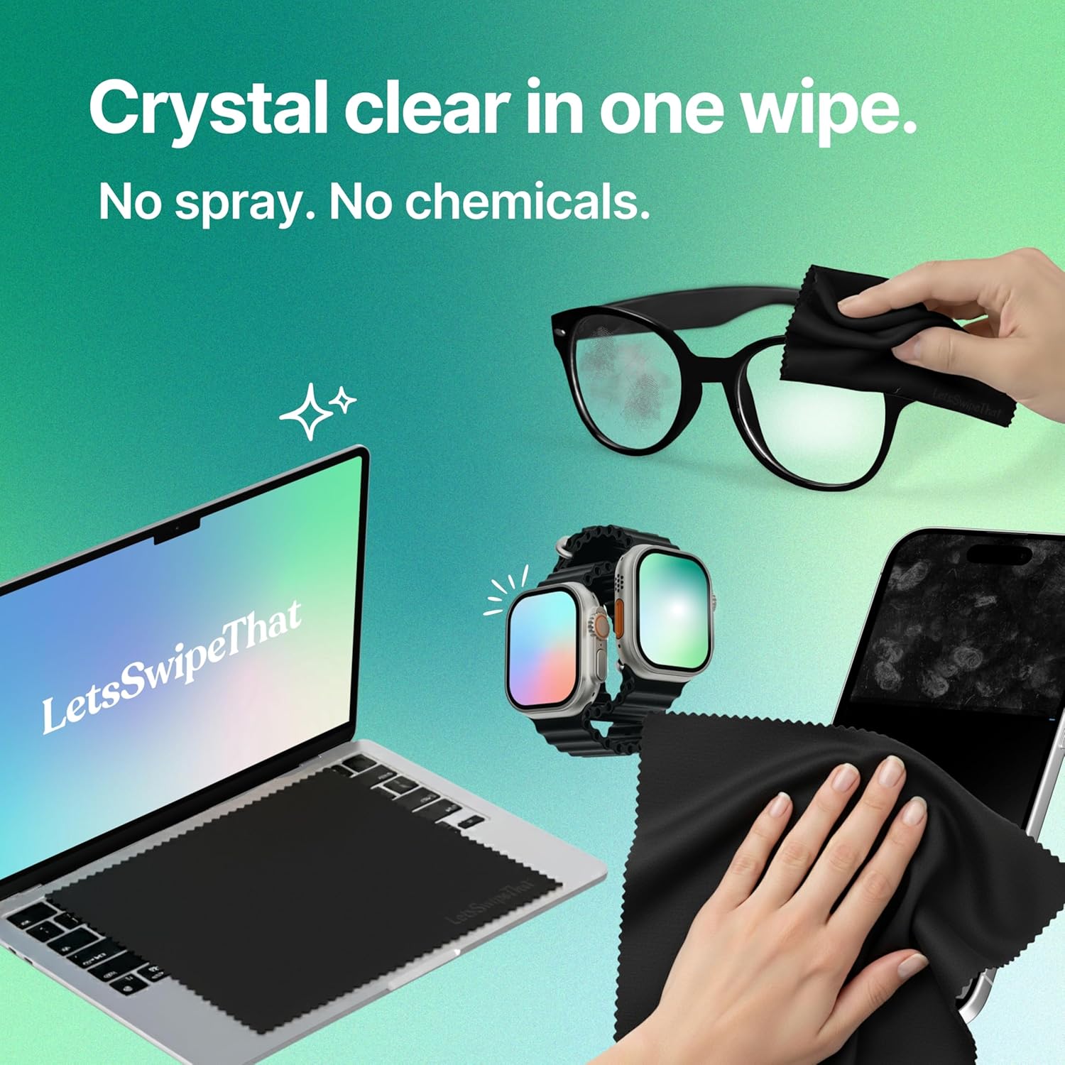 Thumbnail 1 de LetsSwipeThat Pocket Mikrofaser Brillenputztuch (16,7 x 11,8 cm) – Optikerqualität in Reisegröße