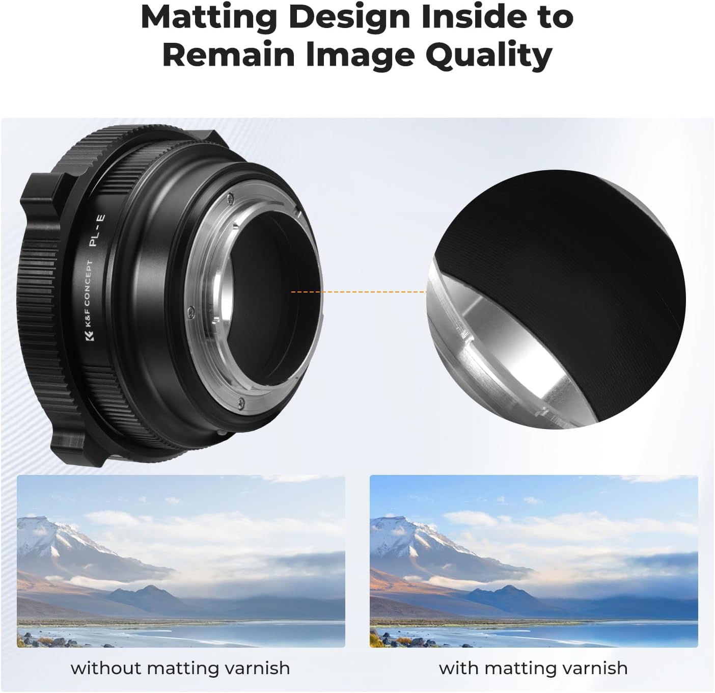 Detalle 2 de K&F CONCEPT PL-E Mount Lens Adapter for PL Lenses (Manual Infinity Focus, PL-to-Sony E/NEX)