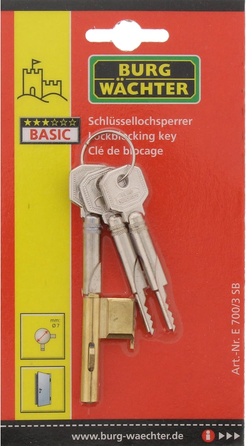 Detalle de Burg Wächter Zylinder-Schlüssellochsperrer mit Anschlag für Einsteckschlösser – E 700/3, 7 mm