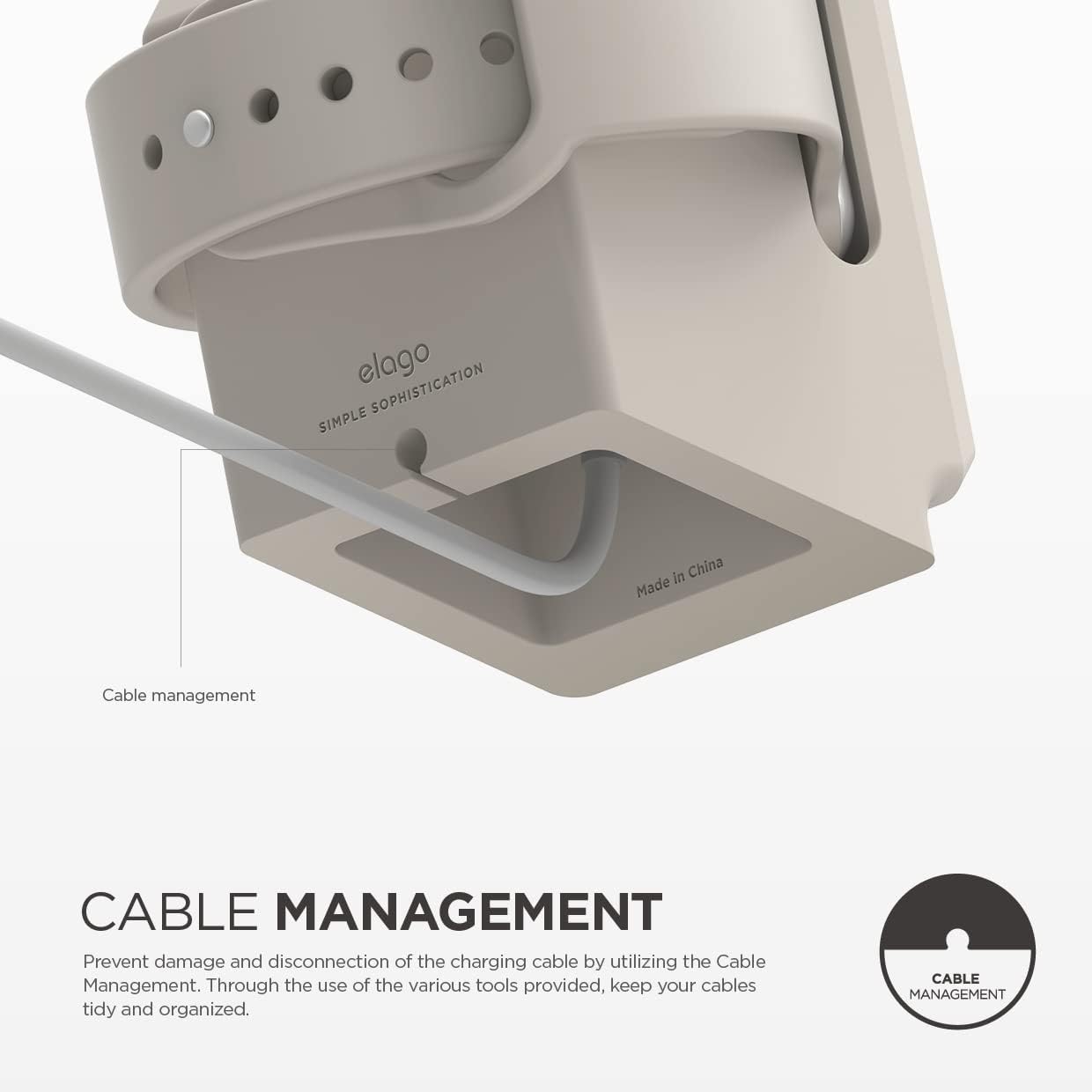 Thumbnail 3 de elago Support de chargeur W3 pour Apple Watch (design vintage Macintosh 1984) – mode table de nuit blanc classique
