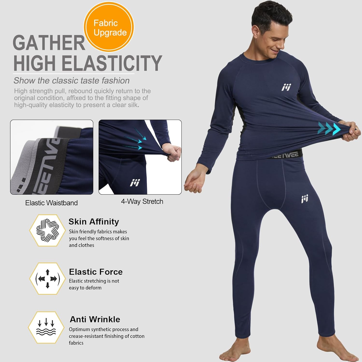 Detalle de MEETWEE Men’s Thermal Underwear Set – Winter Long Sleeve Base Layer for Active Outdoor Workouts