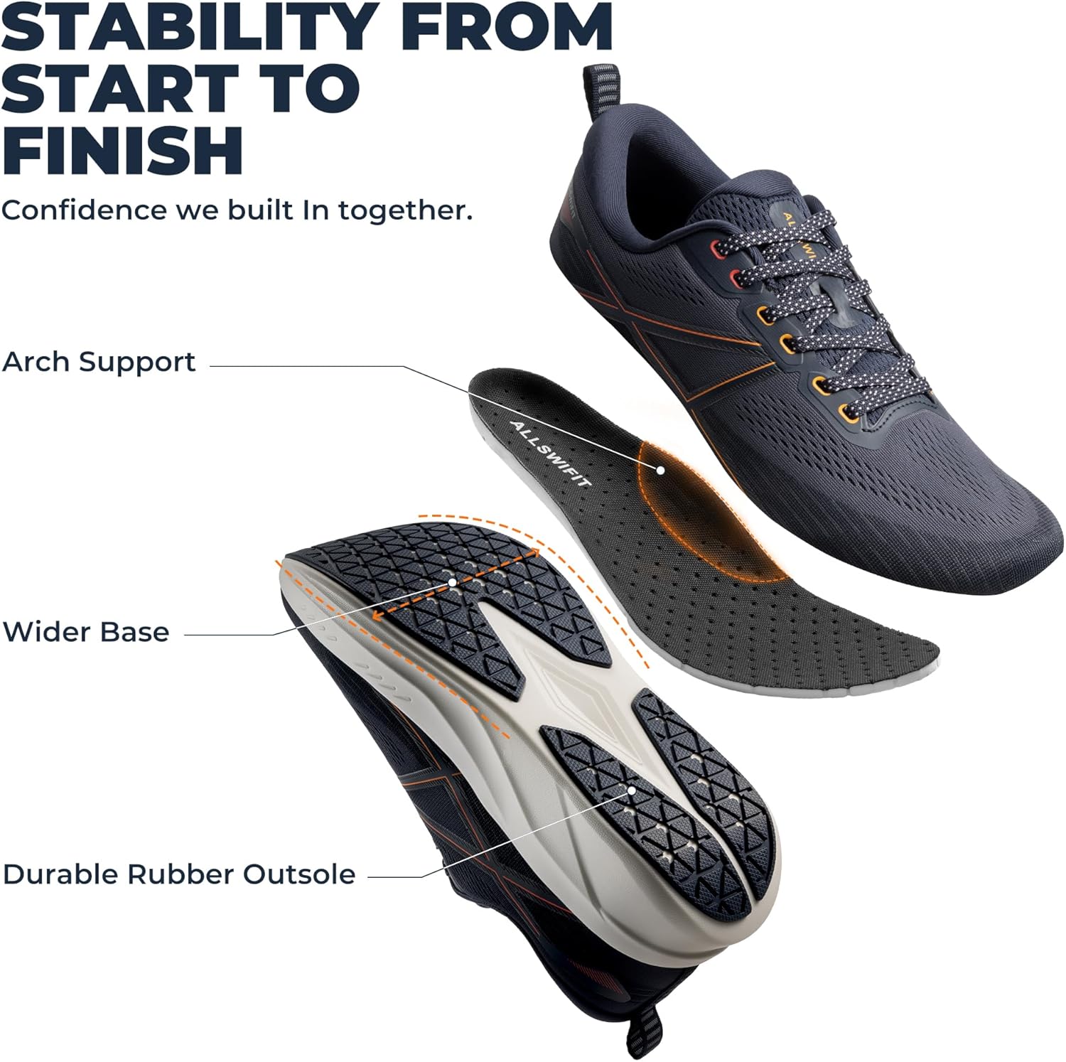 Thumbnail 6 de ALLSWIFIT Men’s Road Running Shoes Cushion Tennis Shoes (Active5K)