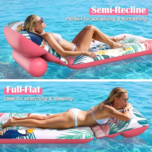 Detalle de LUVTOY Colchoneta Piscina con Respaldo Ajustable: descanso, refresco y diversión para adultos