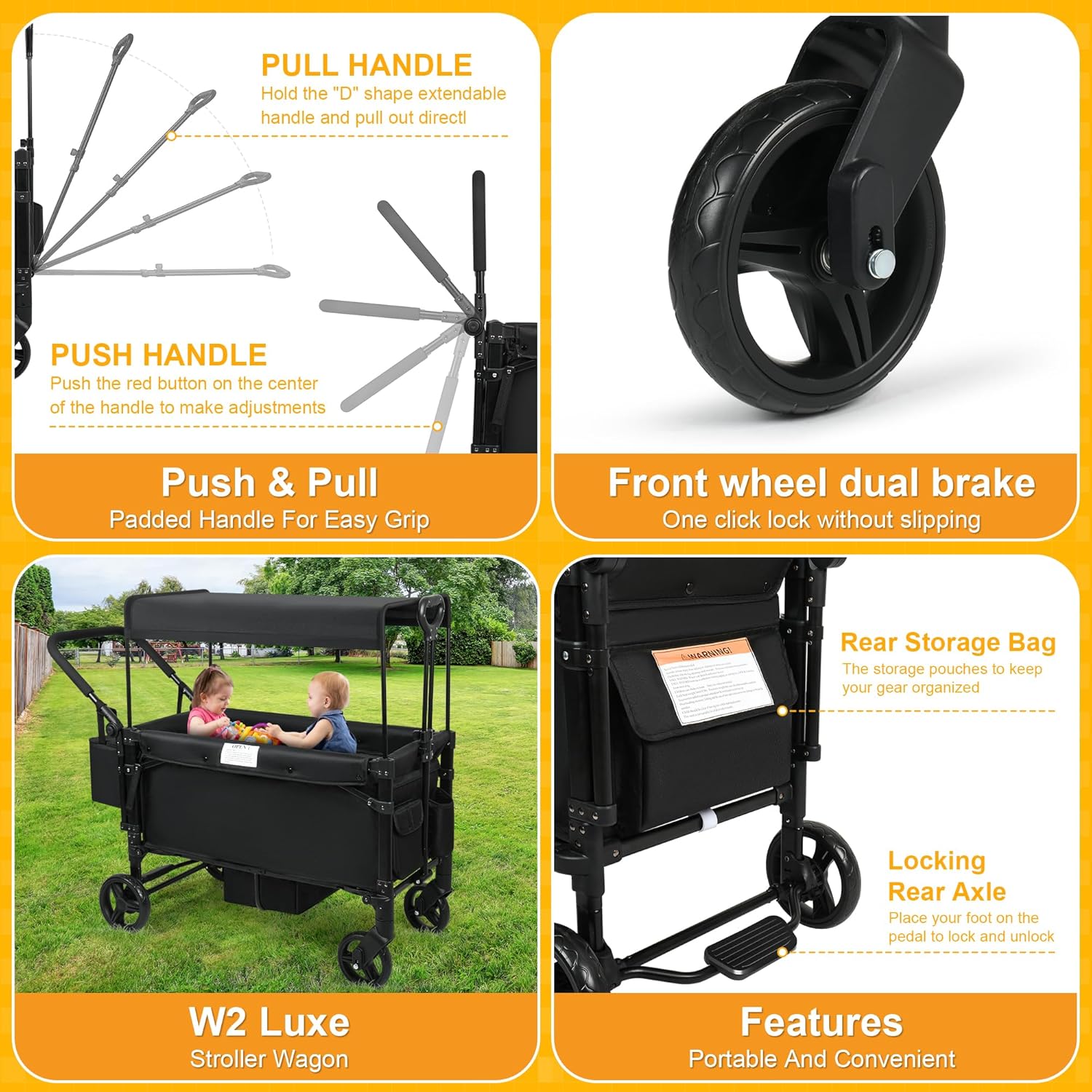 Thumbnail 2 de VOOI Stroller Wagon (2-Seater) with 5-Point Harnesses, Canopy & Zipper Door