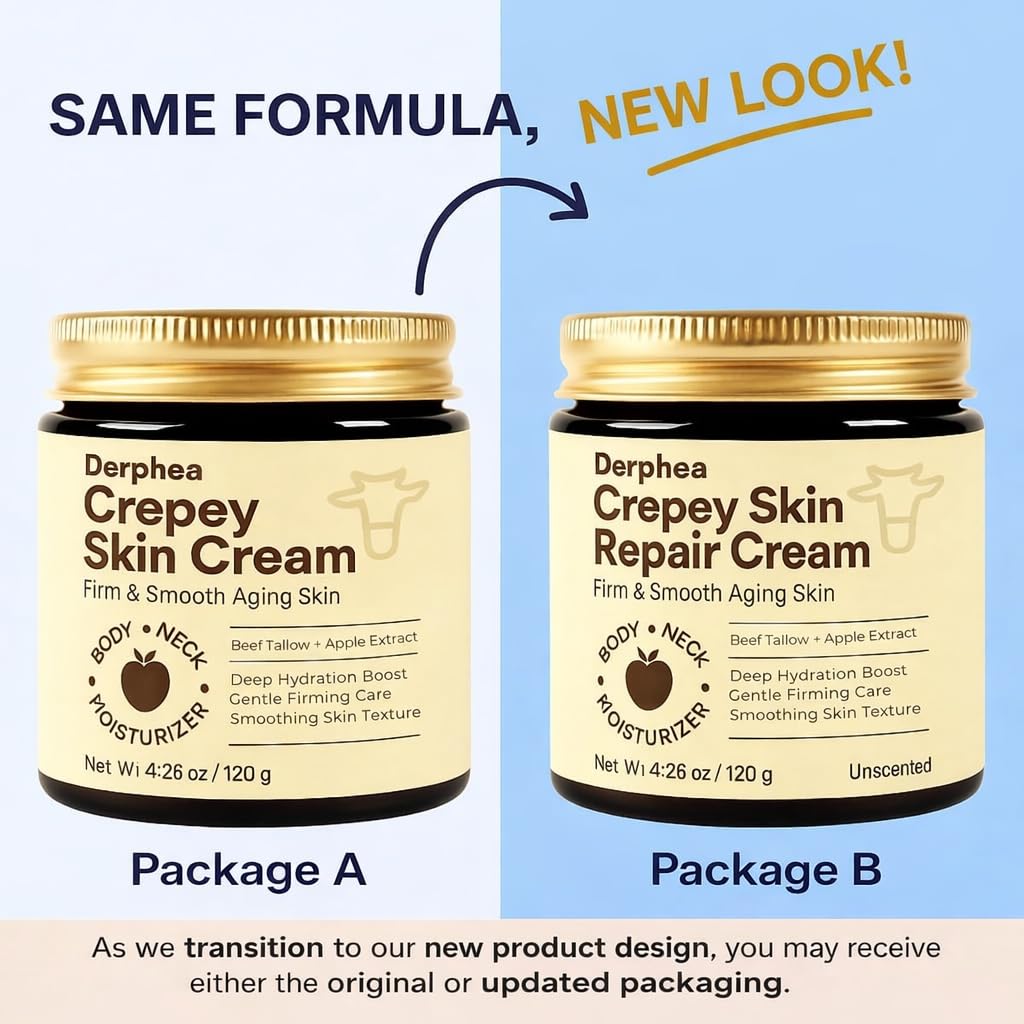 Thumbnail 1 de DERPHEA Crepey Skin Repair Treatment Cream (Beef Tallow, Soluble Collagen & Apple) — Unscented Crepe-Fix for Neck, Arms & Body
