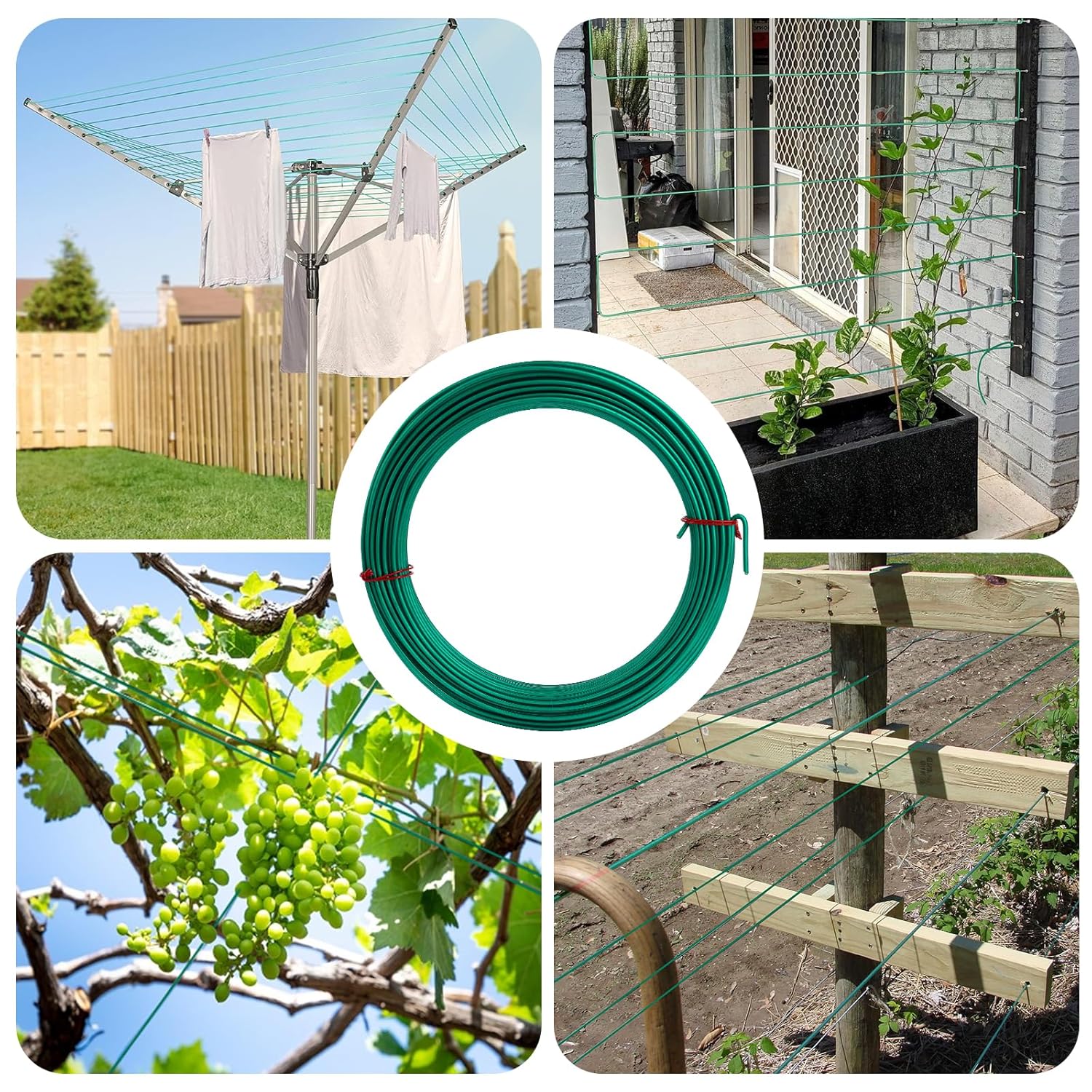 Thumbnail 4 de Fuuner Wire Rope Fence Kit with 5 Electric Fence Wire Tensioners, 30M Galvanised PVC-Coated Steel Cable