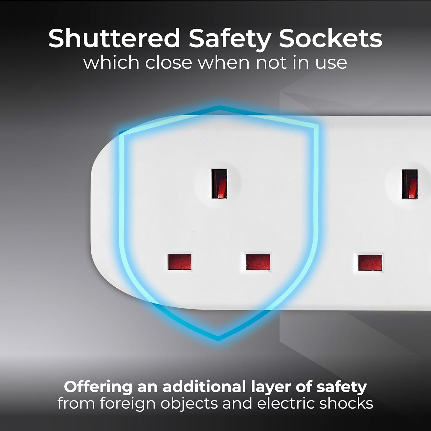 Thumbnail 3 de Masterplug Six Socket Extension Lead, 3m – Unswitched, 6-Way Power Strip with Safety Shuttered Sockets (BS1363-2)