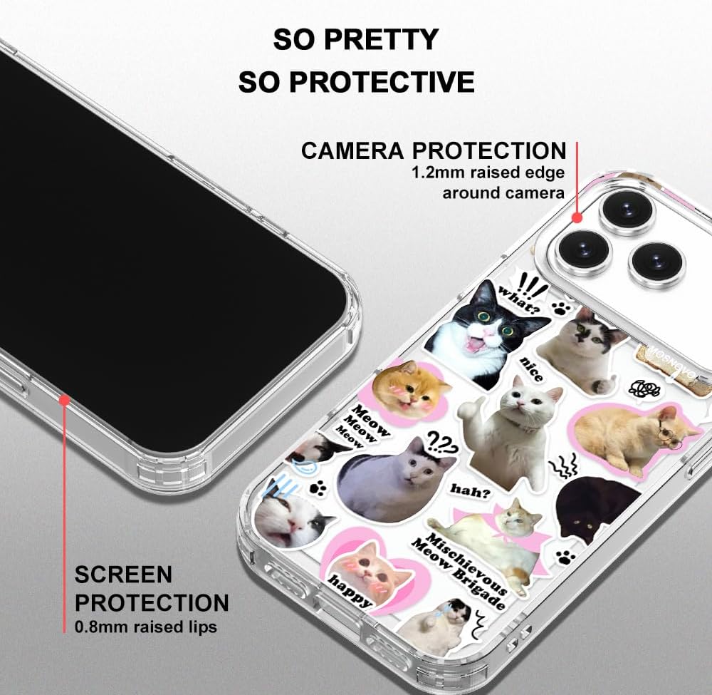 Thumbnail 3 de MOSNOVO for iPhone 17 Pro Max Case with Buffertech Shock Absorption, Clear Cat Brigade Design, Camera Control
