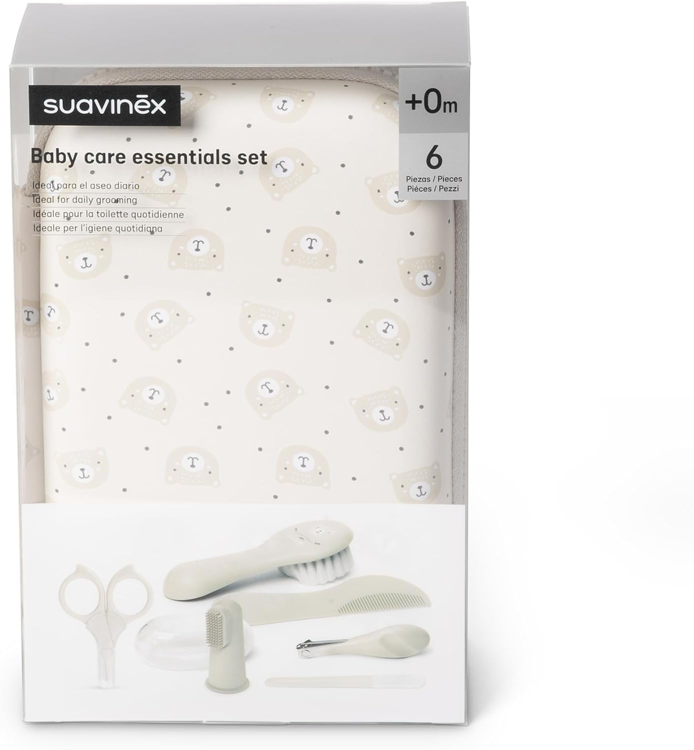 Detalle 2 de Suavinex Neceser Set Manicura para Bebés +0M: kit de cuidado impermeable con cepillo, peine, tijeras, lima, cortaúñas y cepillo dental
