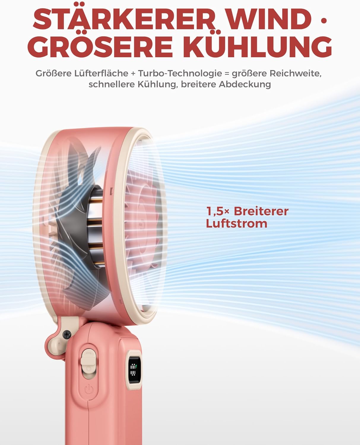 Thumbnail 2 de Diveblues Handventilator – Tragbarer Turbo-Ventilator mit 100 Stufen, 7,4 m/s Luftstrom und 180° Klappdesign