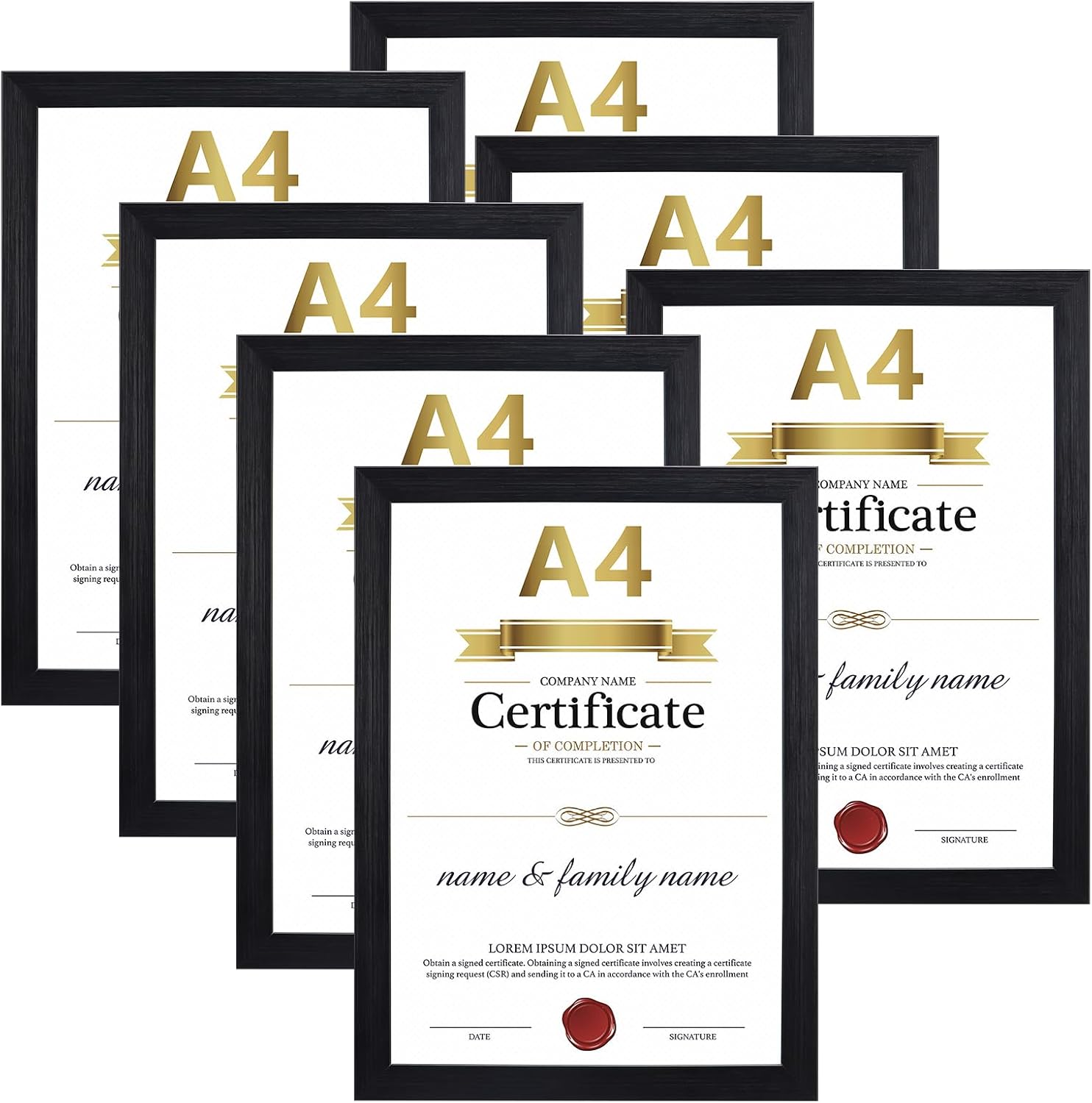 Detalle de Giftgarden Black A4 Picture Frame Set (7) for Desk or Wall Display