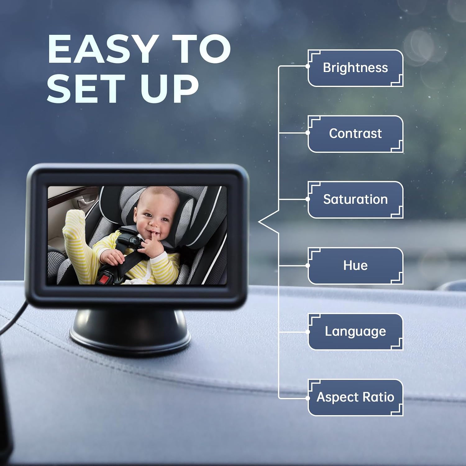 Detalle de GEARCELL Baby Car Camera HD 1080P 4.3" display