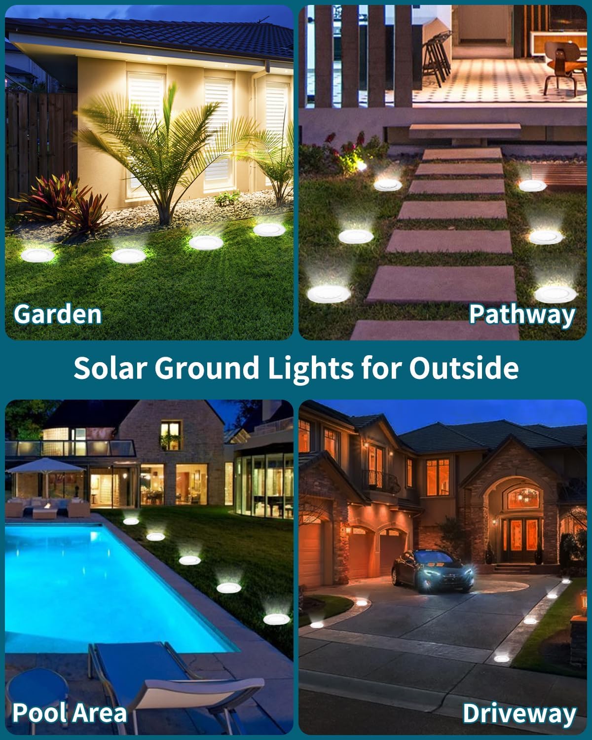 Thumbnail 4 de Bowfar 16er Set Solar-Bodenleuchten außen mit 12 LEDs, 3000K & IP65