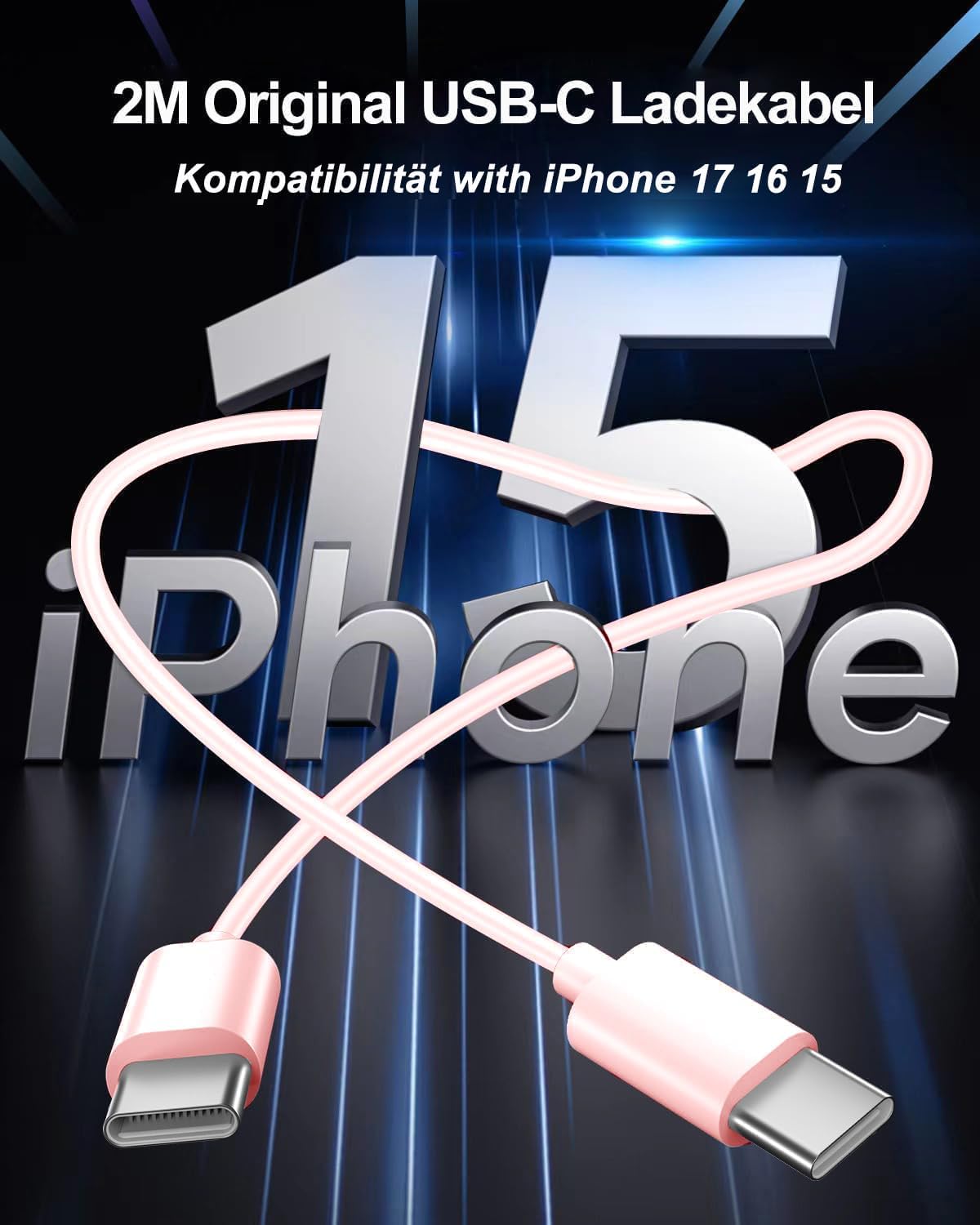 Detalle de USB‑C Ladegerät & USB‑C Ladekabel 25 W (2er‑Pack) für iPhone, iPad und mehr – mit 2 m Kabel