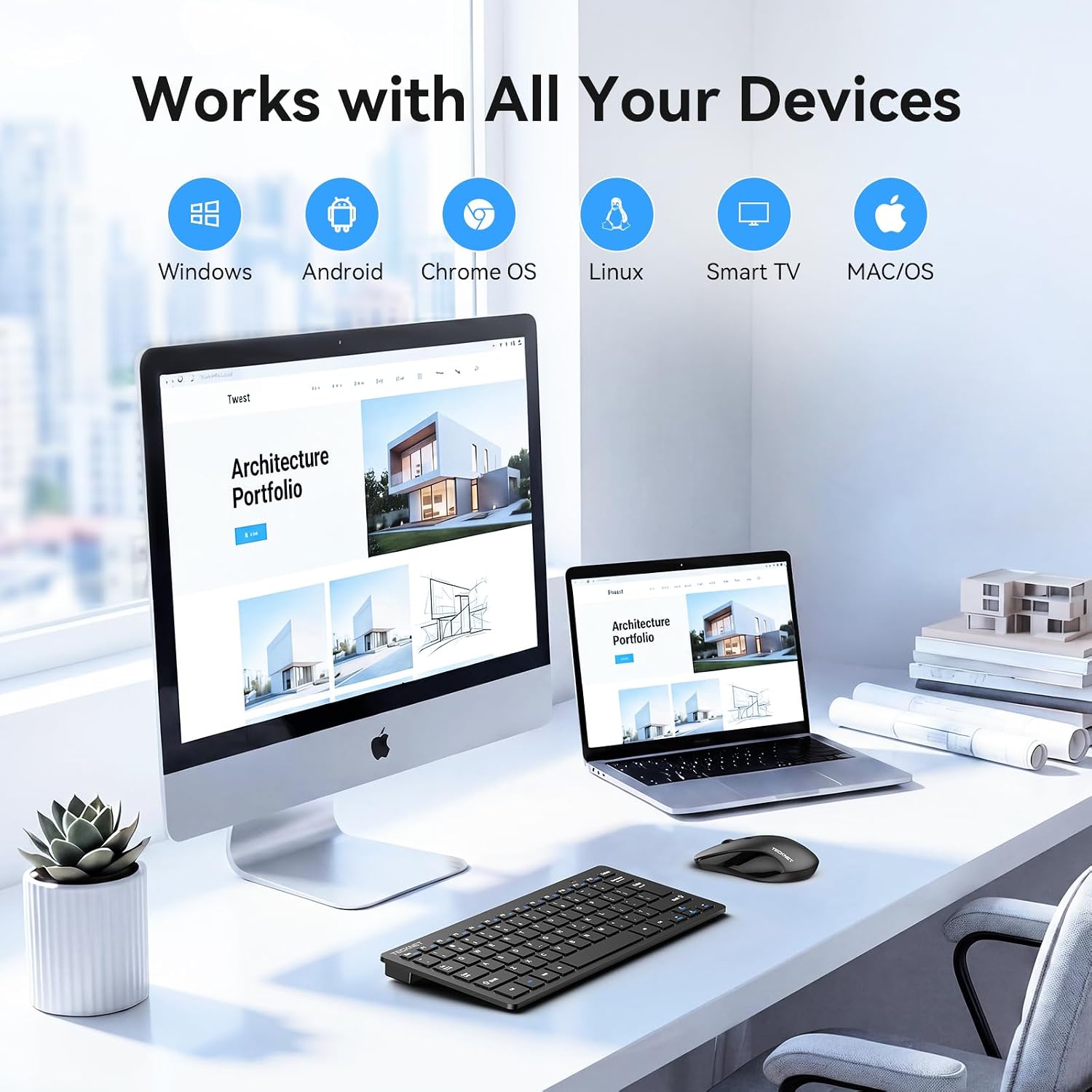Detalle de TECKNET Wireless Keyboard and Mouse Combo 2.4 GHz