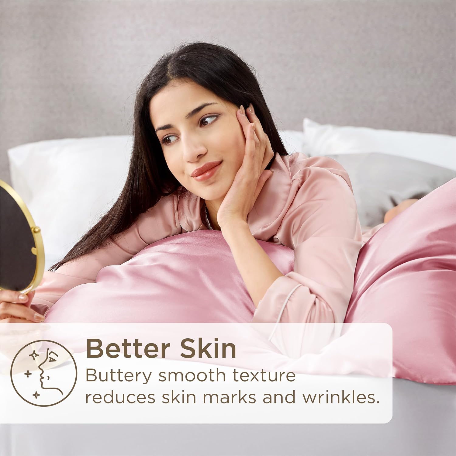 Detalle 2 de Bedsure Satin Pillowcases 2 Pack, 50x75 cm