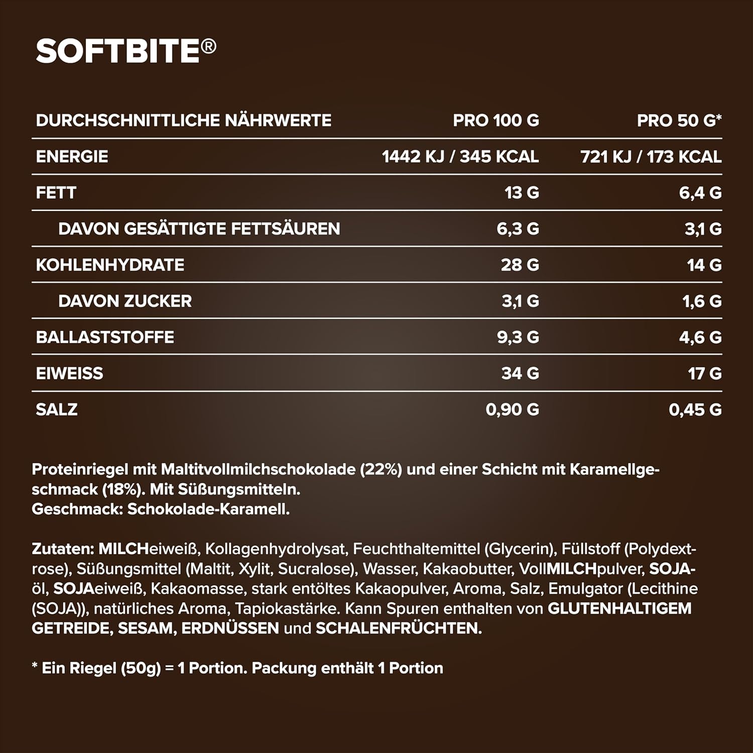 Thumbnail 1 de IronMaxx SoftBite Proteinriegel Chocolate Caramel – 12 x 50 g, extra weiche Textur, hoher Proteingehalt & Ballaststoffe