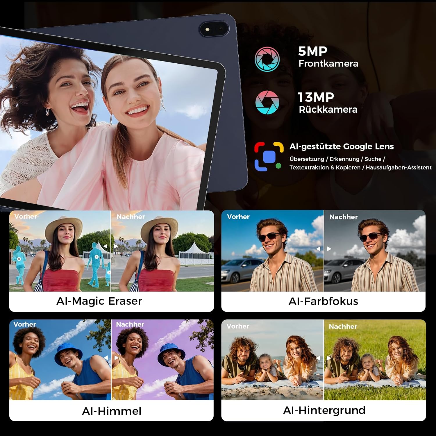 Thumbnail 6 de RebotAi 2026 Tablet 11 Zoll – Android 16, Octa‑Core, 32GB RAM + 128GB ROM + 1TB TF, 8000mAh, 90 Hz Display