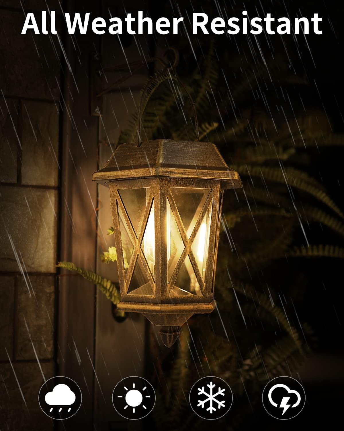 Thumbnail 4 de TEKLAPS 24B Solar Lanterns, Bronze Metal and Clear Glass, 2-Pack