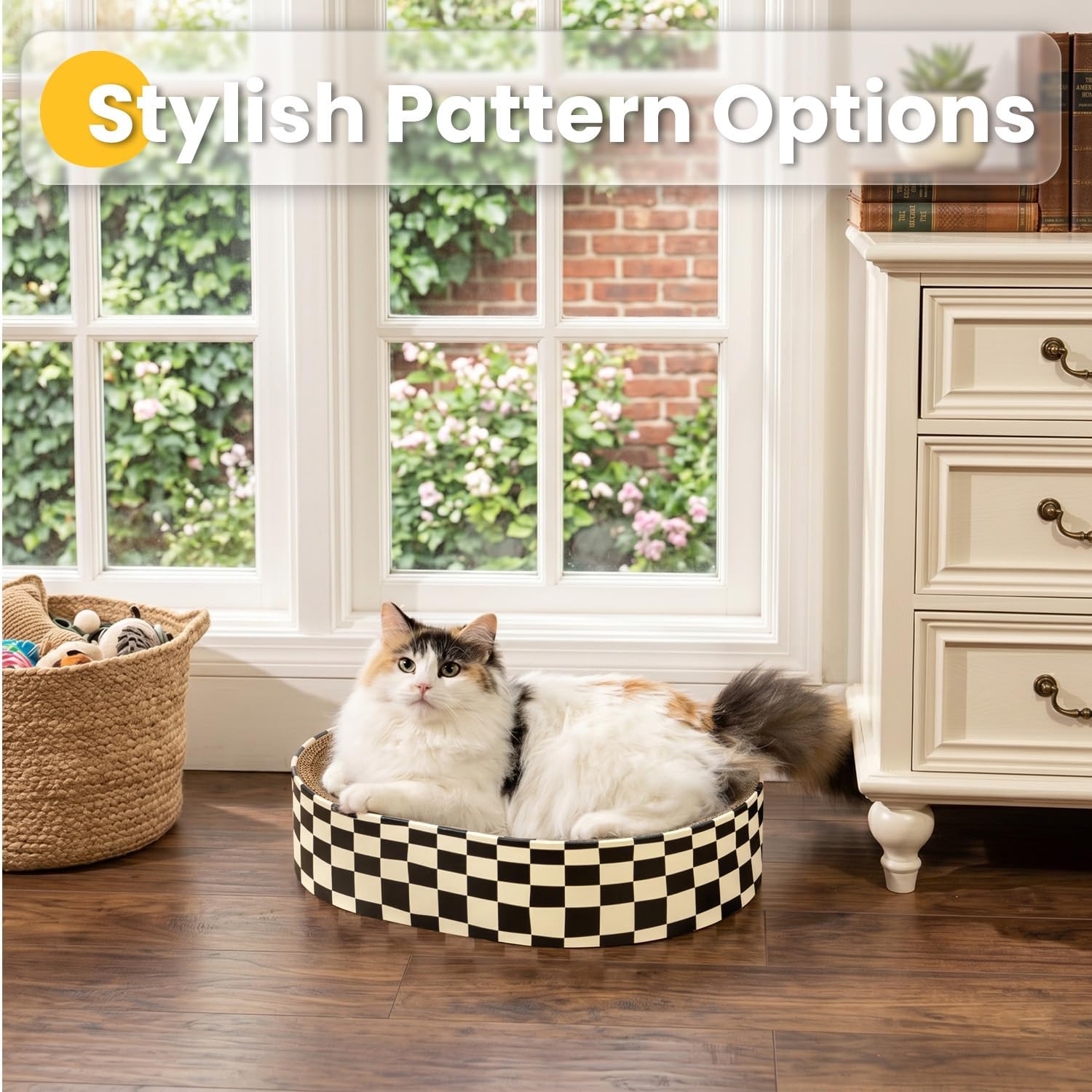 Detalle de Conlun Cat Scratching Board (2 in 1) Oval Scratcher Cardboard Bowl Nest – Medium