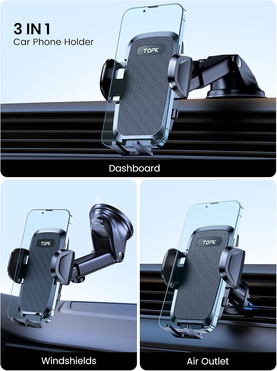 Detalle 2 de TOPK Car Phone Holder 4-in-1 Mount