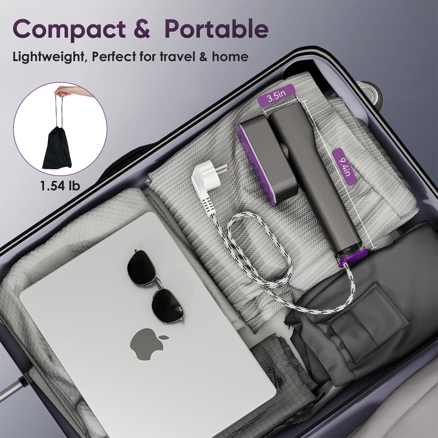 Thumbnail 4 de VIWAVE Clothes Steamer Handheld — 100–240V Dual Voltage Travel Steamer (2-in-1) with LED Display
