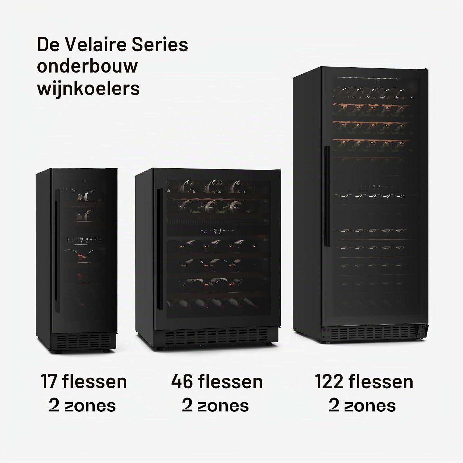 Detalle de Klarstein JCF-320S Velaire wijnkoelkast met twee zones voor 122 flessen