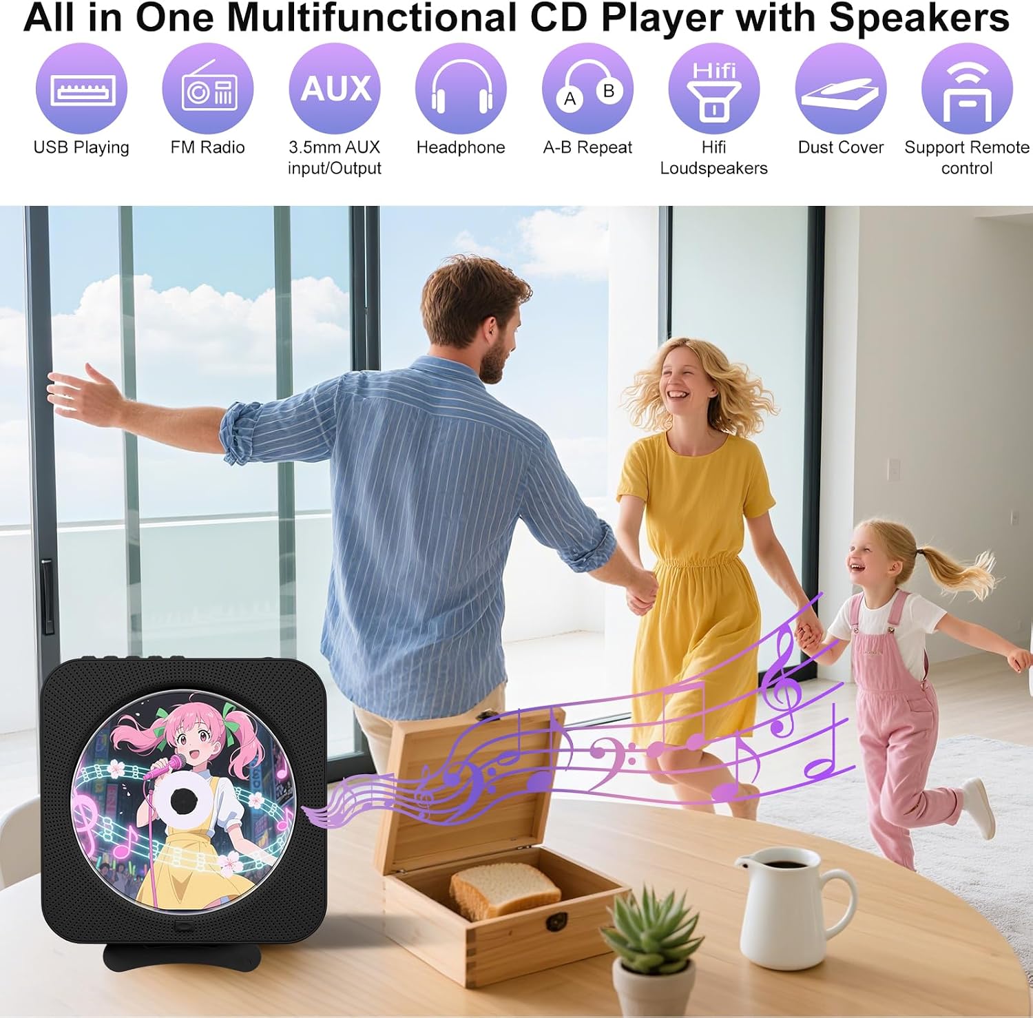 Detalle de Canareen Upgrade cd-speler en radio-boombox met Bluetooth en USB