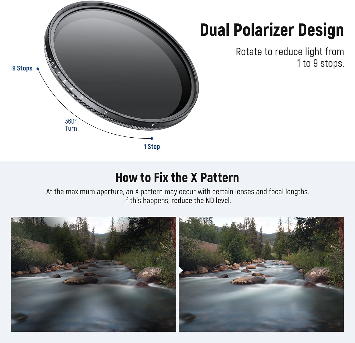 Thumbnail 4 de NEEWER BASICS 77mm Variable ND Filter (ND2-400), rotatable 1–9 stops light reduction
