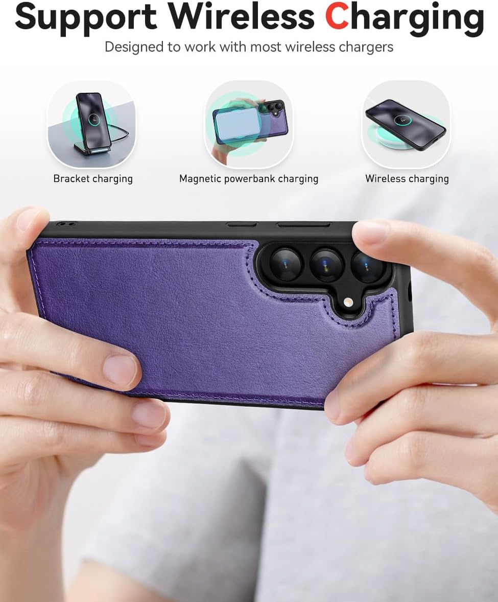 Detalle 2 de OCASE 2in1 Hülle für Samsung Galaxy S25 – Abnehmbare magnetische Hülle, Kartenfach, RFID-Schutz, Violett