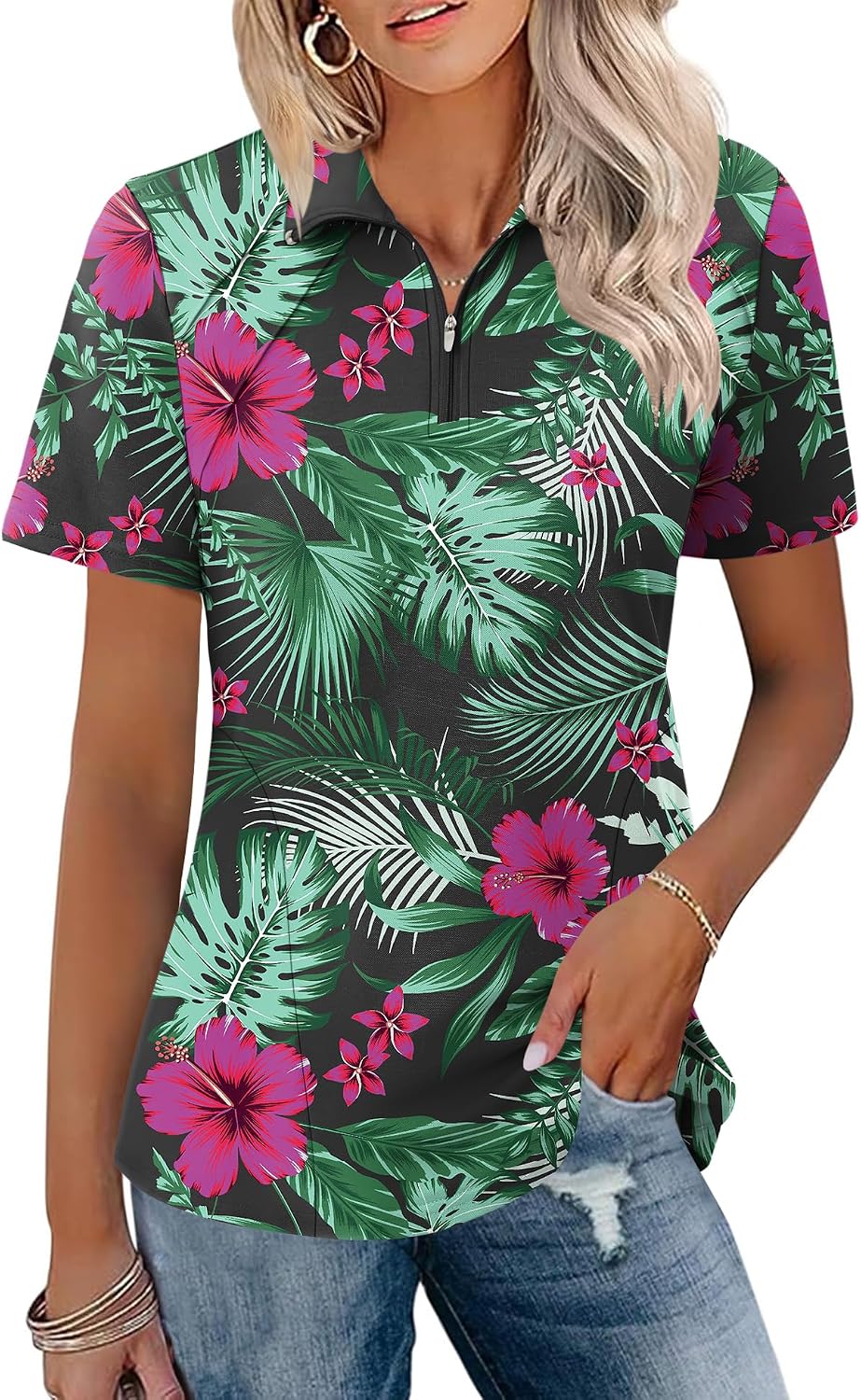 Thumbnail 6 de Womens LOMON golf polo shirt 1/4 zip
