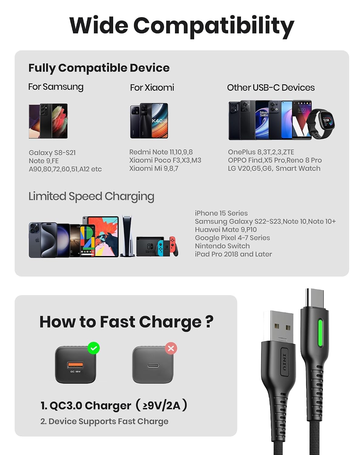 Thumbnail 5 de INIU USB-A to USB-C charging cable, 3-pack