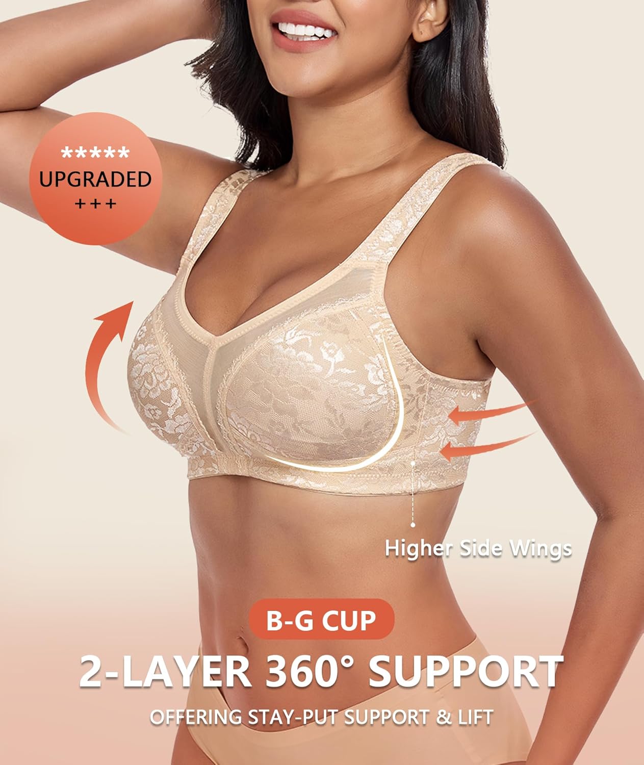 Thumbnail 4 de UPGAMR Full Coverage Minimizer Bra (wirefree) – lace jacquard, plus size comfort
