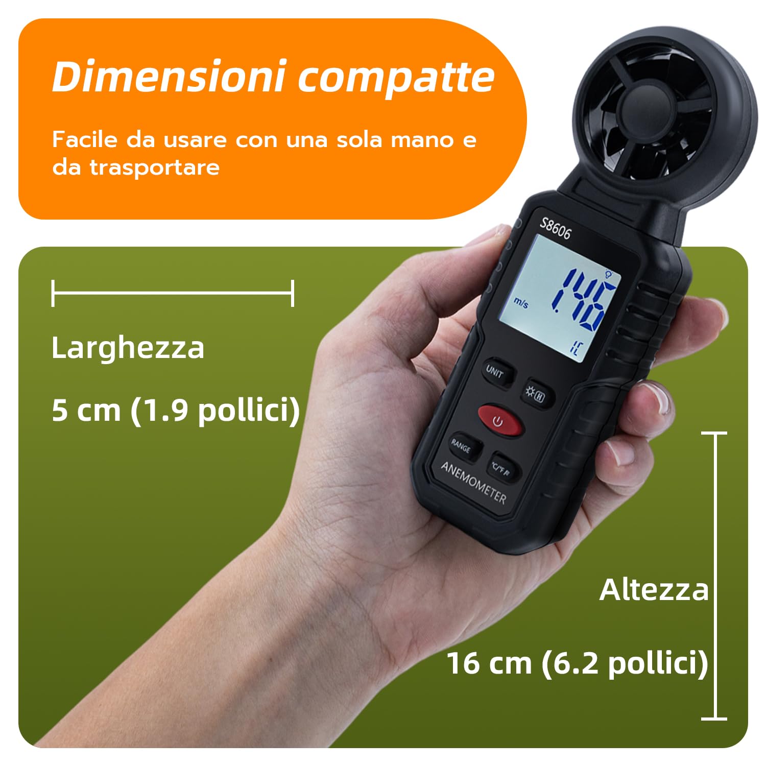 Thumbnail 5 de Tolesum Anemometro portatile 3 in 1 con misurazione vento, Beaufort e temperatura