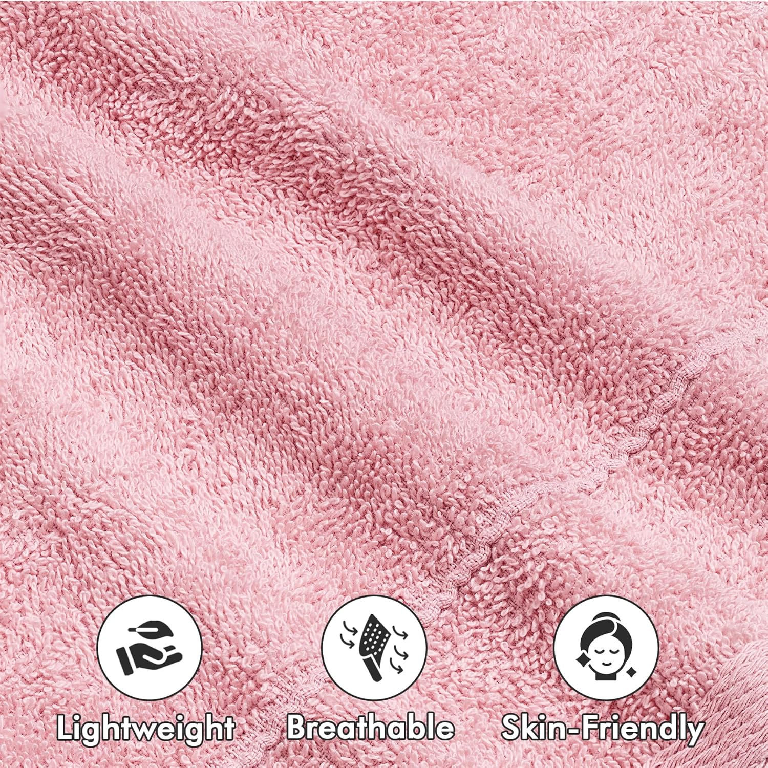 Detalle de Novo Home Face Towels Pack of 12 – 100% Cotton, 30x30cm, Baby Pink