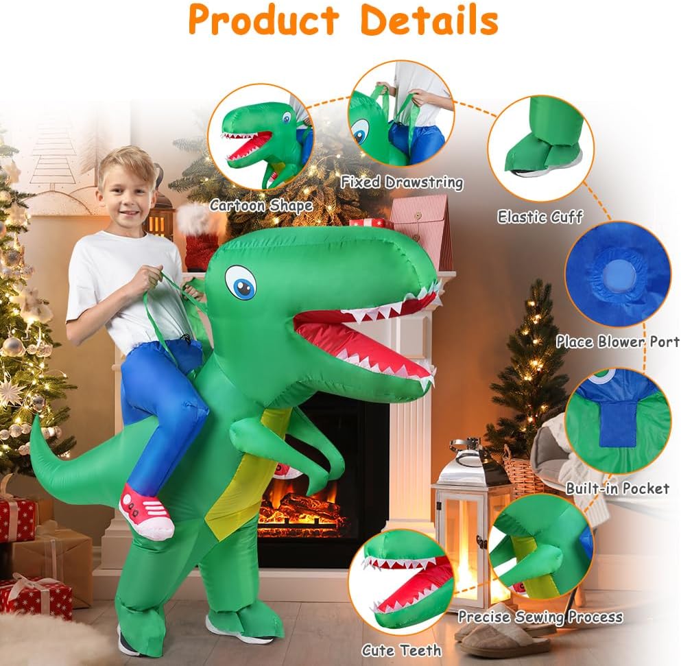 Thumbnail 1 de AOOWU Dinosaur Costume: Deluxe Inflatable T-Rex for Kids