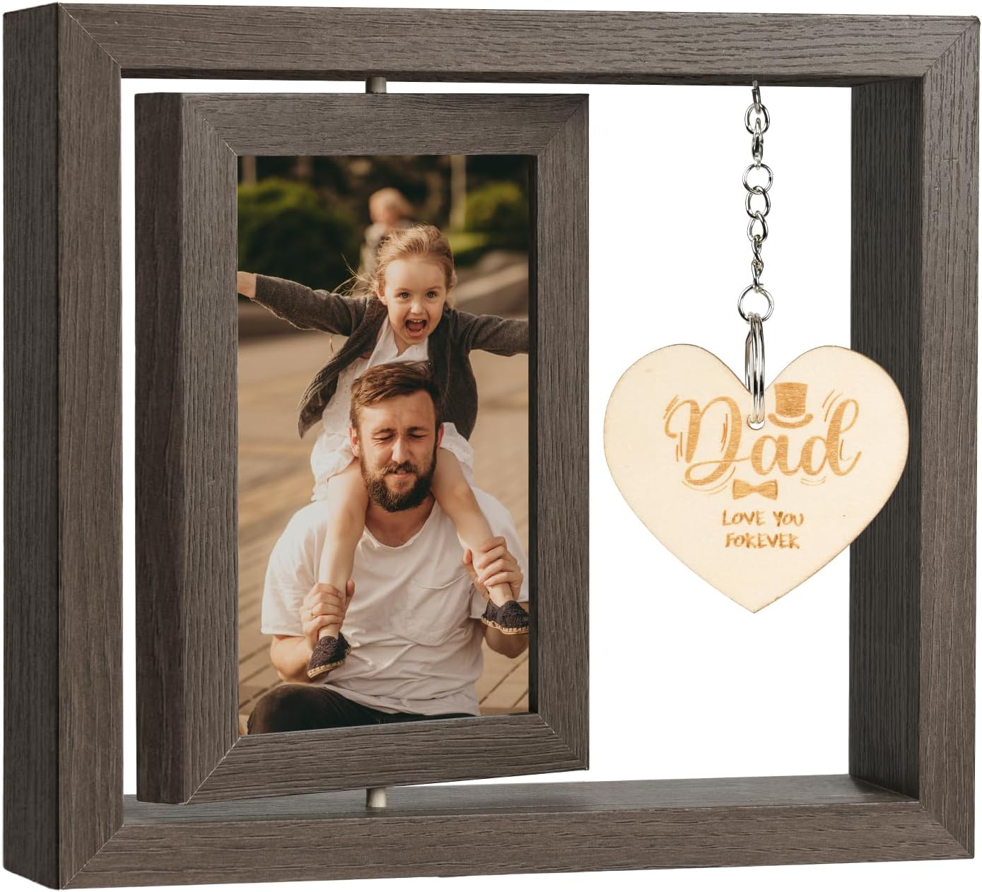 Detalle de Aolso drijvende houten fotolijst voor papa, dubbelzijdig en draaibaar