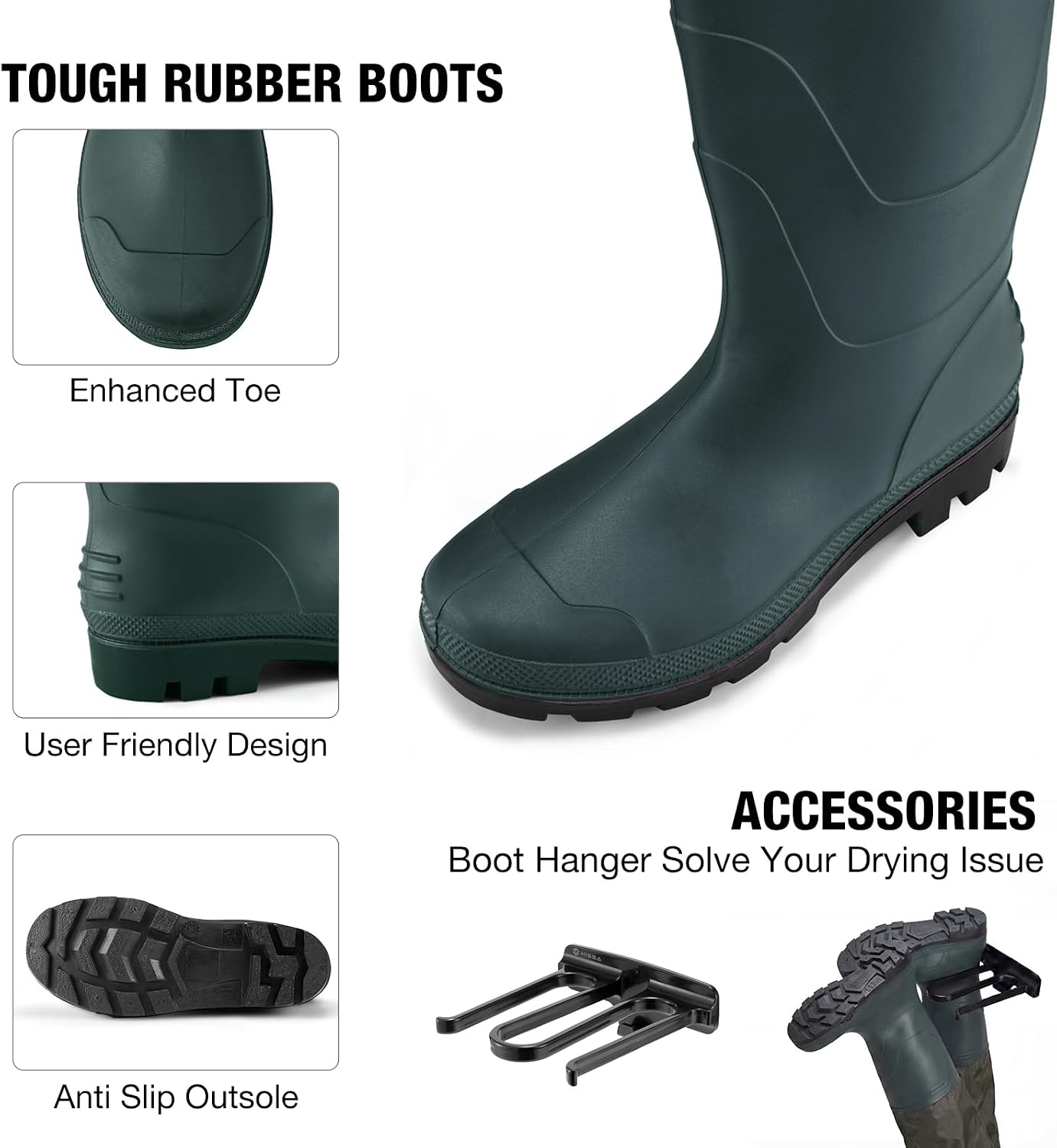 Detalle de FISHINGSIR Fishing Waders for Men: 2-Ply Nylon/PVC Waterproof Bootfoot Chest Waders
