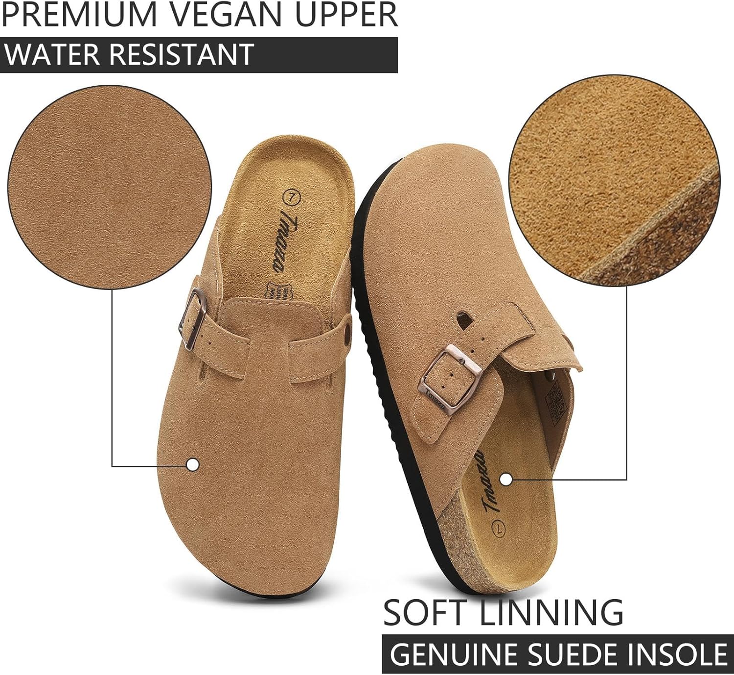 Thumbnail 3 de Tmaza Cork Footbed Suede Clogs Memory Foam Size 6-11 👡