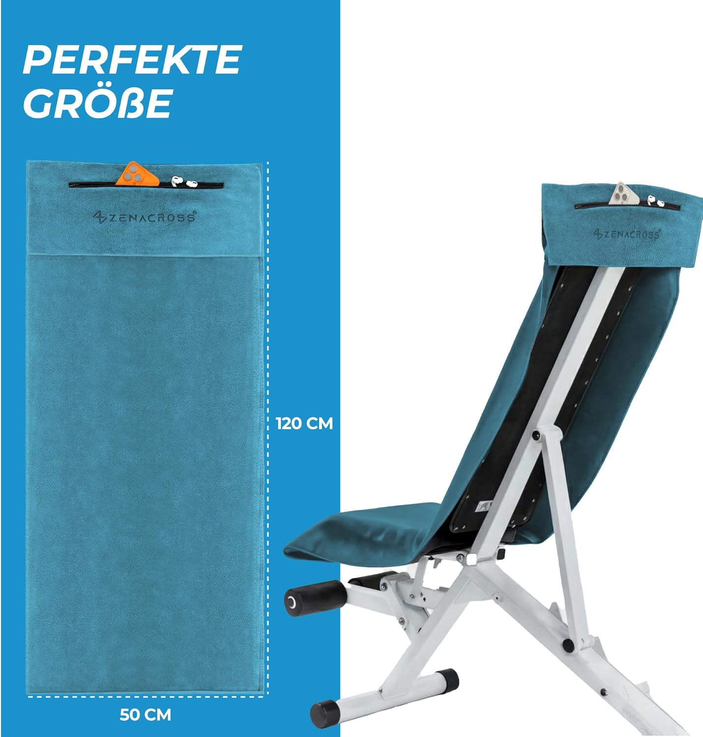 Detalle 2 de ZENACROSS Fitness Handtuch Mikrofaser 120x50