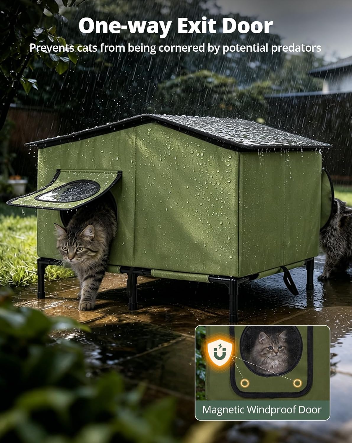 Detalle de PETEMPO BGPCH02 Heated Cat House, Insulated Outdoor Shelter, 26 x 16 in