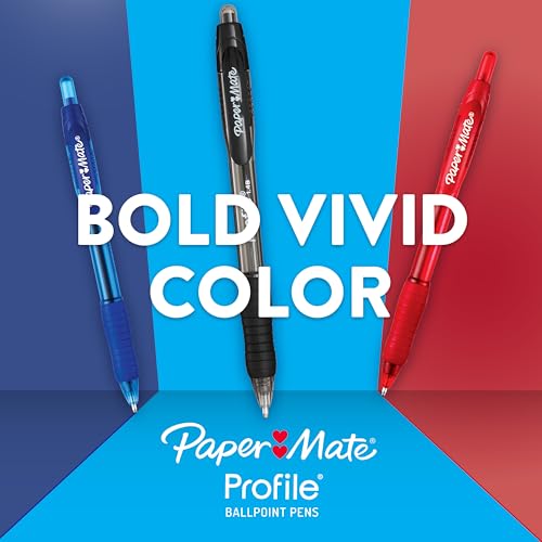 Detalle de Paper Mate Profile Retractable Bold Point Pens (1.4mm) – Assorted Colors, 12 Count