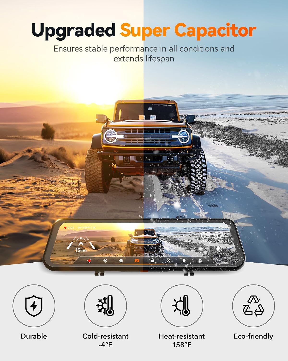 Thumbnail 6 de WOLFBOX G900 Tripro 3-Channel Cabin Mirror Dash Cam (Version 3) with 4K + 2.5K + 1080P, 8MP STARVIS Night Vision and 256GB