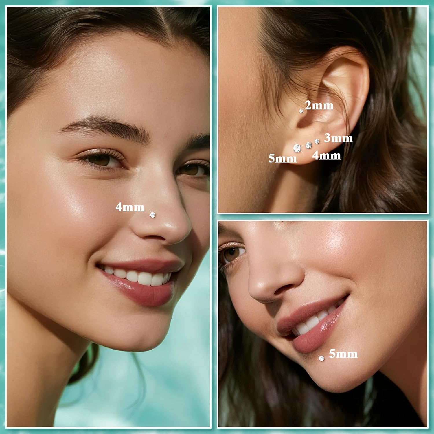 Detalle 2 de Flat Back Stud Earrings in 316L Surgical Steel
