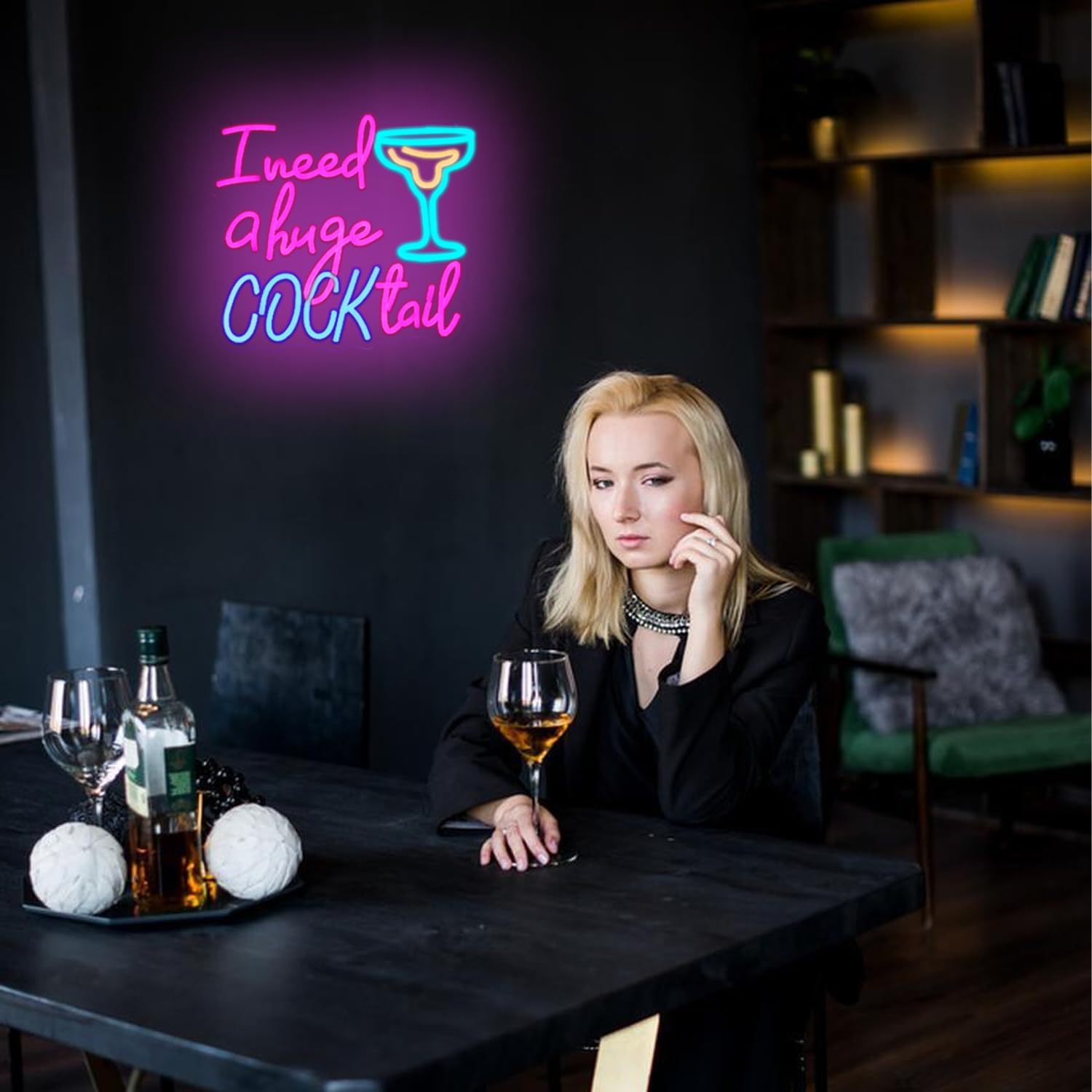 Thumbnail 5 de LMSIGNLY Cocktail Neon Schild – farbiges LED-Lichter-Schild für Wanddeko (14,2 x 12,6 Zoll)
